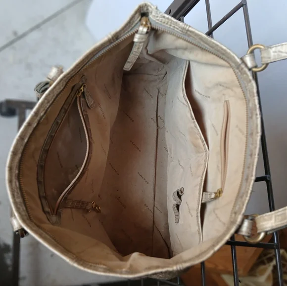 Brahmin 3pcSet Melbourne Asher Tote Bag Wallet&Case Crocodile Embossed Champagne - Picture 6 of 16